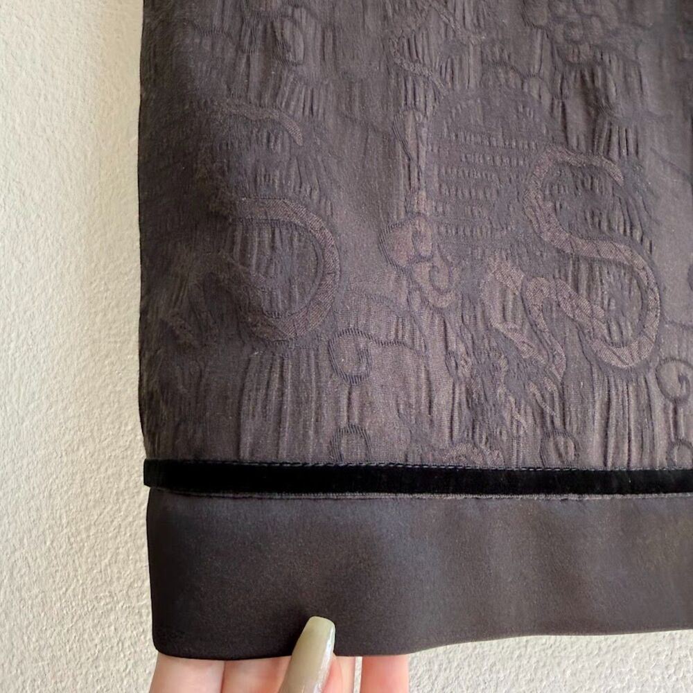 Vintage 90s Guess Jeans Dragon Jacquard Corset Satin & Velvet Dress in Black XS - Picture 7 of 14